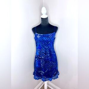 Vintage 90s California Concepts Blue Sleeveless Mini Dress Size M